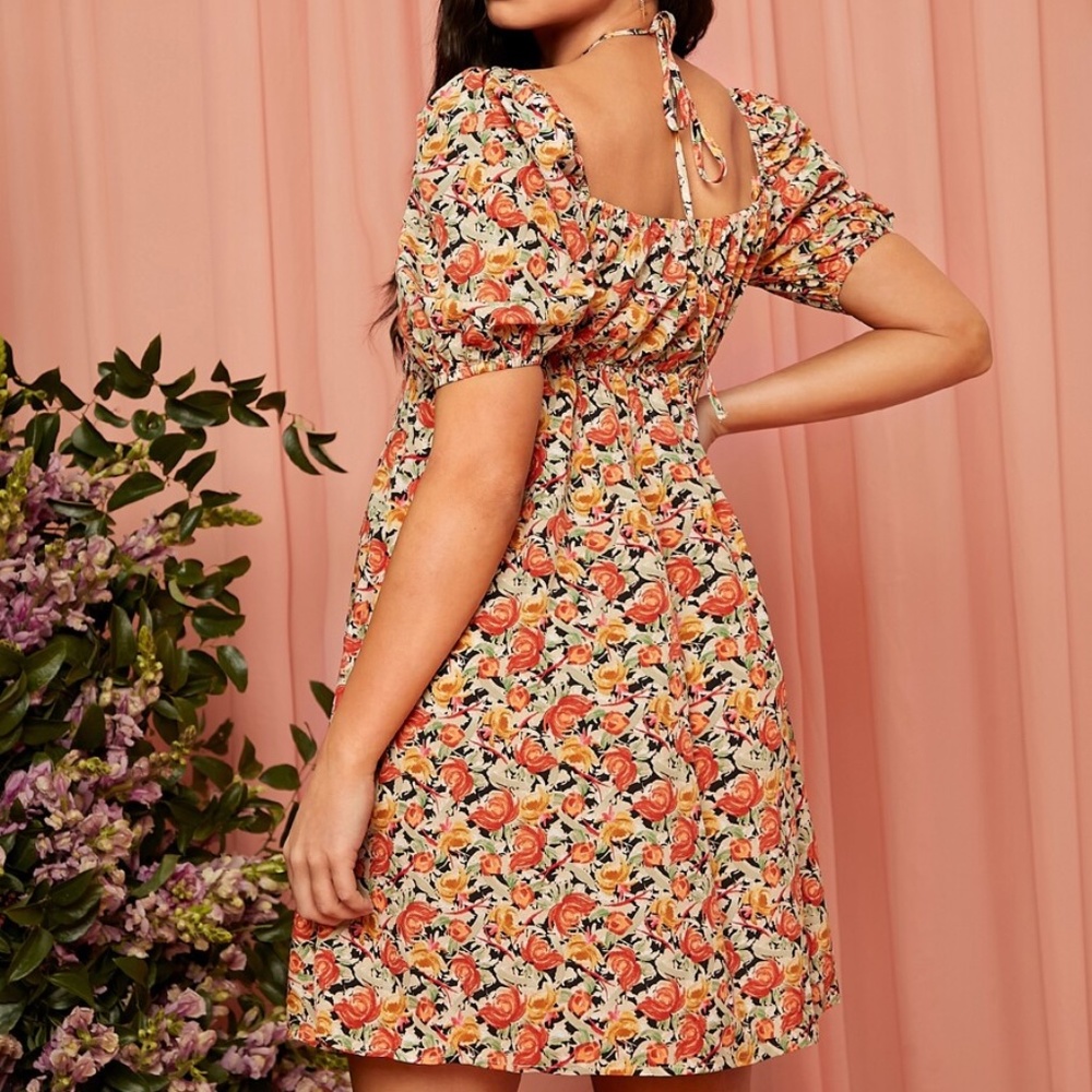 Maternity Boho Floral Print cottage core Babydoll Dress - Picture 4 of 5
